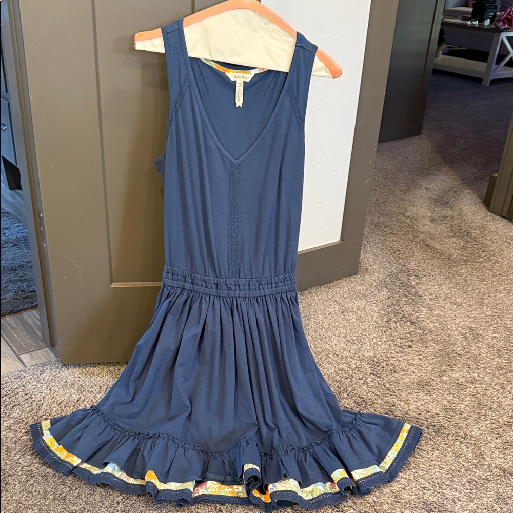 Matilda Jane Blue Dress with Orange Accents
